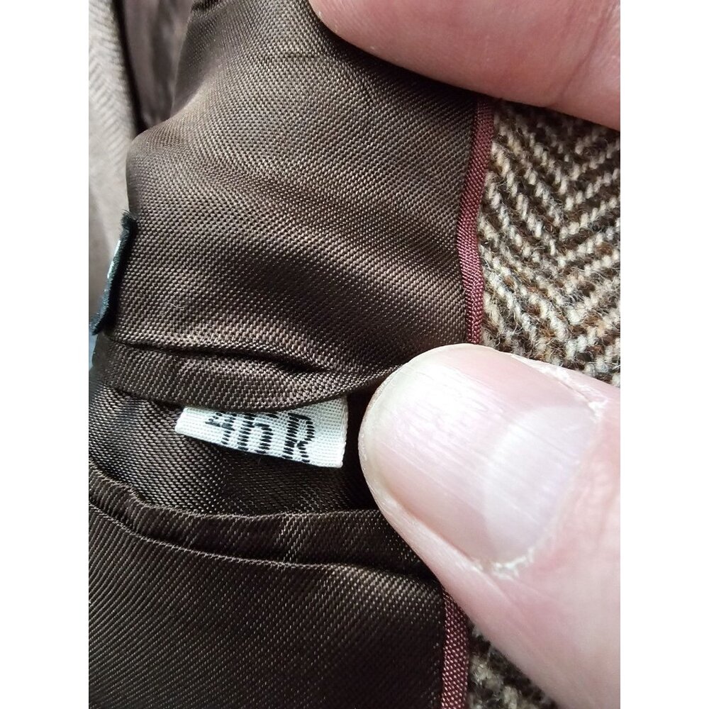 The World's Best Mens 46R Brown Herringbone Tweed Blazer Old Money Tailored Edit - Picture 5 of 9